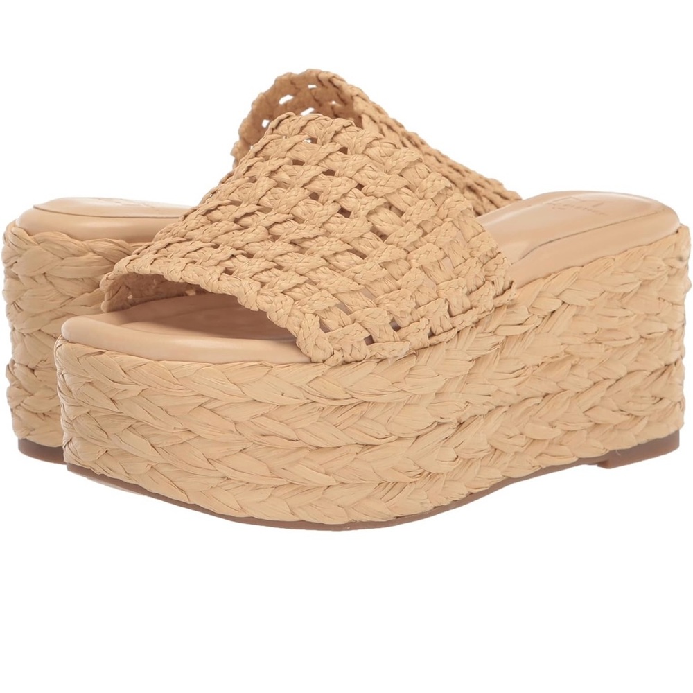 Marc Fisher Tan Platform Slide Sandals